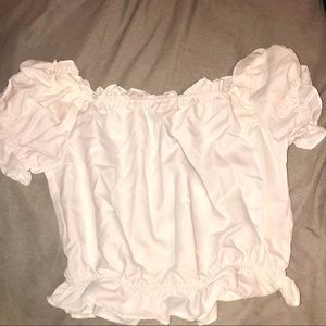 White Off the Shoulder Crop Top S